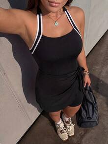 SHEIN Dewbera Women's Plus Size Colorblock Casual Daily Halter Neck Sports Dress - Multicolor - View 5