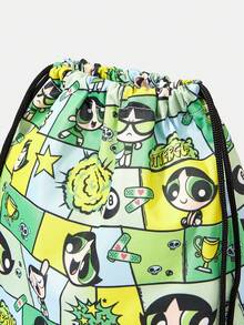 THE POWERPUFF GIRLS X SHEIN Multi-Color Square Collage Cartoon Print Drawstring Bag Lightweight Portable Sports Storage Drawstring Pouch
﻿ - Cartoon-6 - View 5