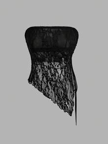 SHEIN MOD 3件組女款無肩帶蕾絲細肩帶上衣，精緻花卉圖案無袖抹胸上衣，女款蕾絲抹胸上衣，百搭款 - 彩色 - 查看 6