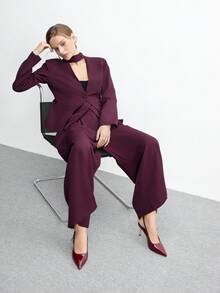 CUCCOO BIZCHIC 女款時尚酒紅色尖頭細高跟鞋 日常百搭通勤性感派對女鞋 - 酒紅+金色鞋跟 - 查看 6