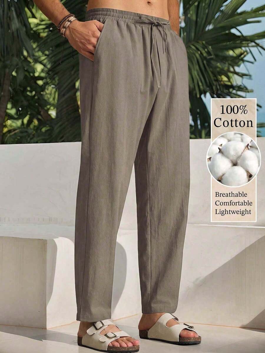 HIMLAND Men's Woven Fashion Casual Business Solid Color Long Pants Halloween Winter Party Autumn - Olive Green - View 1