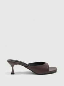 CUCCOO BIZCHIC Women's Square Toe With Low-Heeled Slippers, Elegant Open-Toed Sandals, Daily Casual Commuting Shoes Design High Heels - Brown - View 3