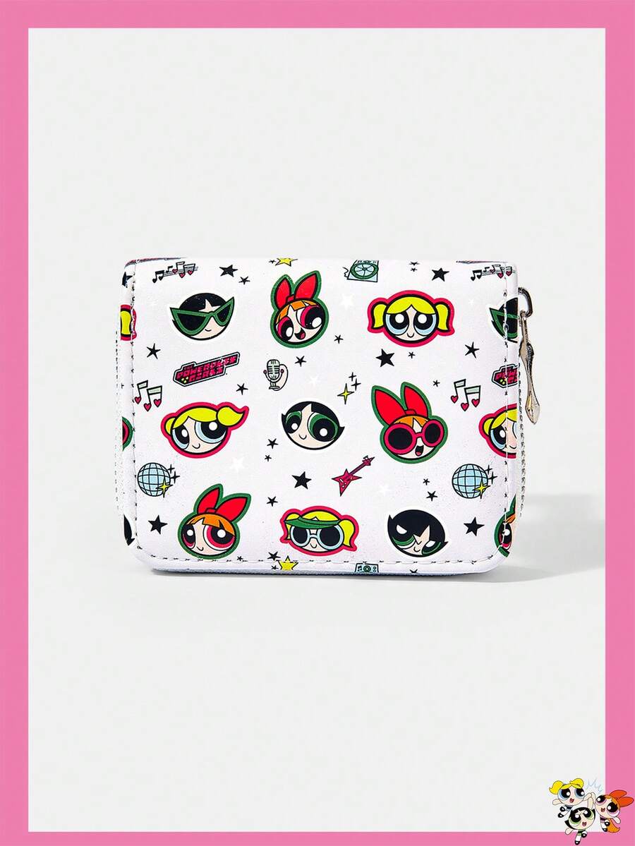THE POWERPUFF GIRLS X SHEIN 1 Pack, Note Star Little Policewoman Pattern Simple Style Zipper Coin Purse, Suitable For Women. - Light purple - View 1