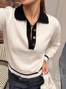 DAZY Women's Colorblock Pullover Sweater Fall - White - View 6