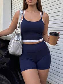 Gameset SHEIN Sport Women's Plus Size Contrast Trim Sports Camisole - Multicolor - View 8