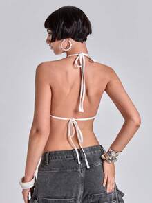 ACID BLVD Y2K 哥特式十字印花水钻装饰挂脖吊带背心 - 白色 - 查看 6