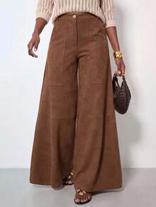 Zivah Women's Solid Color Casual Versatile Daily Wear Long Pants - Brown - View 5