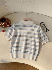 SHEIN EZwear 返校季熱門小眾大學風爆紅熊系列，超可愛 Polo 領短袖 - 彩色 - 查看 2