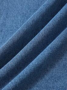 Balvessa Fashionable Commuter Lace Patchwork Denim Skirt - Blue - View 4