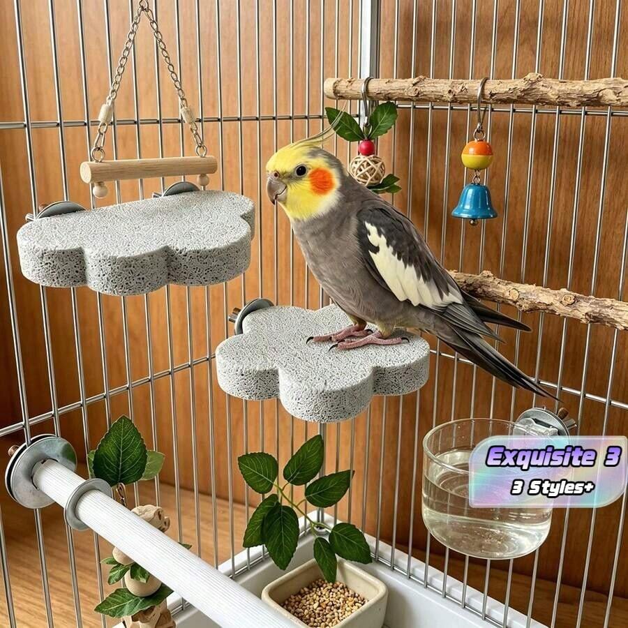 1 buah Tangkringan Berbentuk Burung Beo, Mainan Permukaan Kasar untuk Mengikis Cakar dan Paruh, Aksesori Sangkar Burung - default - View 1