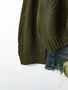 Linhara 大码女式连帽休闲优雅套头衫上衣 - 綠色 - 查看 4