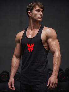 GymBeat Men's Letter Graphic Fashionable Sleeveless Tank Top, Gym Sports Black - Black - View 6