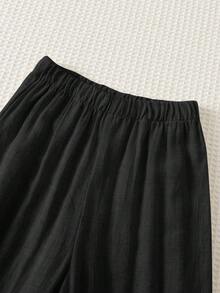 SHEIN 兒童小男孩休閒舒適百搭長袖上衣與長褲套裝 - 黑色 - 查看 6