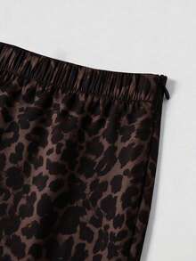 Firerie Plus Size Fashion Commuter Leopard Print Skirt - Coffee Brown - View 5