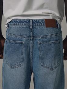 Musero Mid Denim Wash Regular Fit Jeans Silver Hardwear Brown Leather Patch Detail Spring Summer Essentials - Blue - View 9