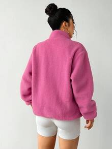 Exploreva Exploreva 女士运动夹克女士户外玫瑰粉色夹克，冬季外套冬季保暖厚保暖羊毛夹克，冬季夹克女士休闲户外夹克户外徒步夹克女士休闲夹克，保暖大衣，秋冬夹克，厚夹克保暖，冬季外套女士运动休闲夹克白色夹克 - 粉色 - 查看 3