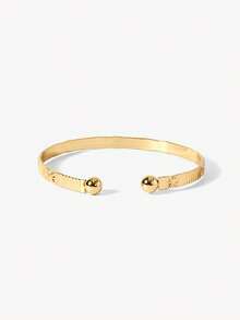 Opalesca 12pcs Fashion Metal Textured Heart Shape Bangle Bracelet Set, Boho Adjustable Layered Wristband, Suitable For Daily & Party Wear - Gold - View 8