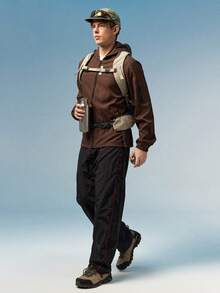 Caldwick 1pc Casual Sports Hooded Jacket, Zipper Closure, Regular Fit, Suitable For Hiking, Running, Outdoor Activities, Father's Day - Coffee Brown - View 8