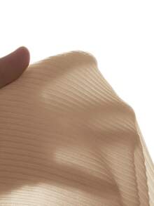SHEIN 女童休閒日常針織蝴蝶結綁帶白色修身前開襟長袖秋季上衣 - 杏色 - 查看 6
