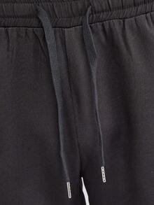 Manfinity Homme Men's Metal Buckle Short Sleeve Shirt And Pocket Long Pants Set - Black - View 6