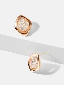 MOTF ROSE GOLD WOVEN MESH DIAMOND GEMSTONE PREMIUM EARRINGS - Rose Gold - View 8