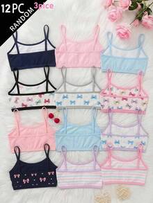 SHEIN Tween女孩 5件組 多彩蝴蝶結休閒簡約舒適軟墊內衣，可愛條紋蝴蝶結內褲 - 彩色 - 查看 2