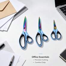 Household Tailor Scissors, Sewing Shears, Multi-Functional Handcraft Scissors, Office Scissors, Stainless Steel Titanium Plated Colorful Scissors, Hardened Sharp Blades, Ergonomic Design - Color-2 - View 5