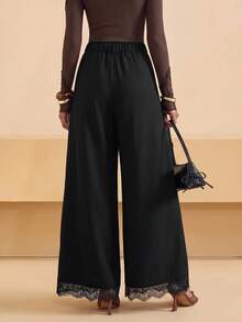 Zivah Women's Solid Color Pocket Pleated Casual Classy Elegant Versatile Wide Leg Pants For Daily Wear Dinner Office Black Autumn - Black - View 6