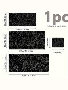 1PC Extra Large Non Slip Rubber Base Water Resistant Smooth Stitched Edge Black Topo Map Contour Gaming Mouse Pad Keyboard Desk Mat Office Computer Laptop Accessory Writing Protector For Work Game Home - View 9