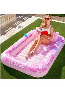 Adult Inflatable Sunbathing Pool Float Bed,Extra Large Size, With Built-In Pillow And Cup Holder, 4-In-1 Many Style... Sunbathing Float, Water Leisure Lounge Chair, Also Can Be Used As Inflatable Ball Pit, Extra Large Gold - Promotional Price - View 14