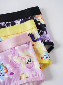My Little Pony X SHEIN 3件組女款可愛小馬圖案三角內褲 - 彩色 - 查看 6