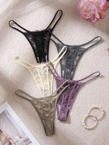 Seduluxe 5件組性感蕾絲女款丁字褲舒適內褲 - 彩色 - 查看 2