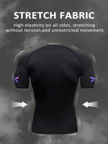 Gym Rark Kaos Olahraga Lengan Pendek Raglan Ukuran Besar Pria dengan Cetakan Huruf - Hitam - View 2