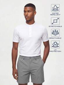 TekDrob WaterProof Tailored Shorts With Regular Fit And Back Elastic Waistband - Grey - View 1