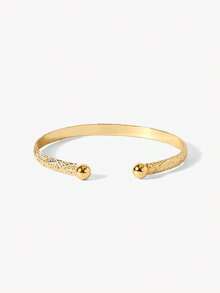Opalesca 12pcs Fashion Metal Textured Heart Shape Bangle Bracelet Set, Boho Adjustable Layered Wristband, Suitable For Daily & Party Wear - Gold - View 7