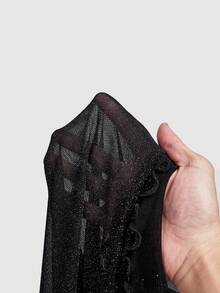 SHEIN MOD 女款 2 件組 酒紅與黑色亮片圓領抓皺喇叭袖收腰不對稱下擺百搭長袖 T-shirt 打底衫 - 紅色和黑色 - 查看 9