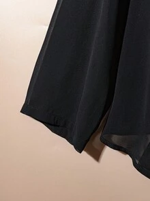 SHEIN Clasi 大码女式休闲雪纺透气开衫秋冬款，黑色，女款 - 黑色 - 查看 7