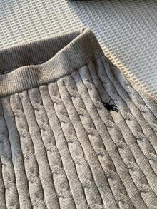 Comfortcana 女款馬術刺繡對比色粗針編織迷你裙 - 灰色 - 查看 8