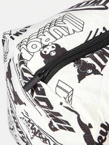 HELLO KITTY AND FRIENDS | SHEIN Off White 黑色絎縫塗鴉卡通滿版印花行李袋 雙手把大容量旅行週末包 - 卡通-4 - 查看 5