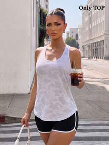 BamGleam Camouflage Breathable Racerback Sports Tank Top - White - View 5