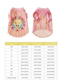 LOONEY TUNES X PETSIN 1 Piece Cute Little Bird Black Letter Pet Vest Blue Or White Red Five Pointed Star Letter Printed Pet Vest Pink Yellow Stripe Breathable Elastic Screw Mouth Soft Anti Hair Pet Clothing - Multicolor - View 4