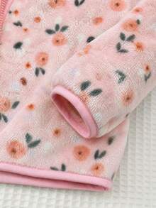 SHEIN Baby Girl Ditsy Floral Hooded Jacket - Pink - View 8