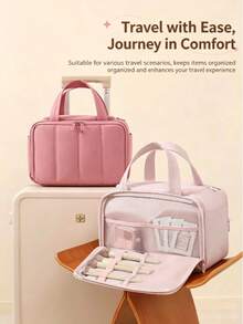 Large Capacity Fluffy Makeup Bag, Wide Opening Cosmetic Storage Bag With Multiple Pockets - Basic Model - View 8