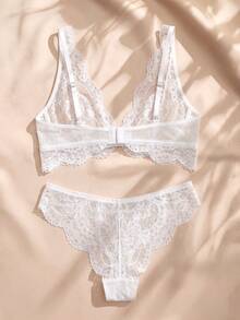 Charlaine Sexy Lace Lingerie Set (Top & Panties) - White - View 2