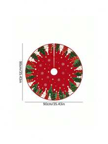 One Piece Retro Country Style Christmas Tree Dress, Snowman Pattern Holiday Decoration Apron, Christmas Tree Base Table Mat Christmas Atmosphere Arrangement Supplies - multicolor - View 10