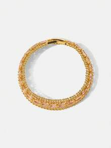MOTF PREMIUM PRE18K GOLD-PLATED CHAIN SPLICING GEMSTONE TEMPERAMENT BRACELET - Yellow Gold - View 1