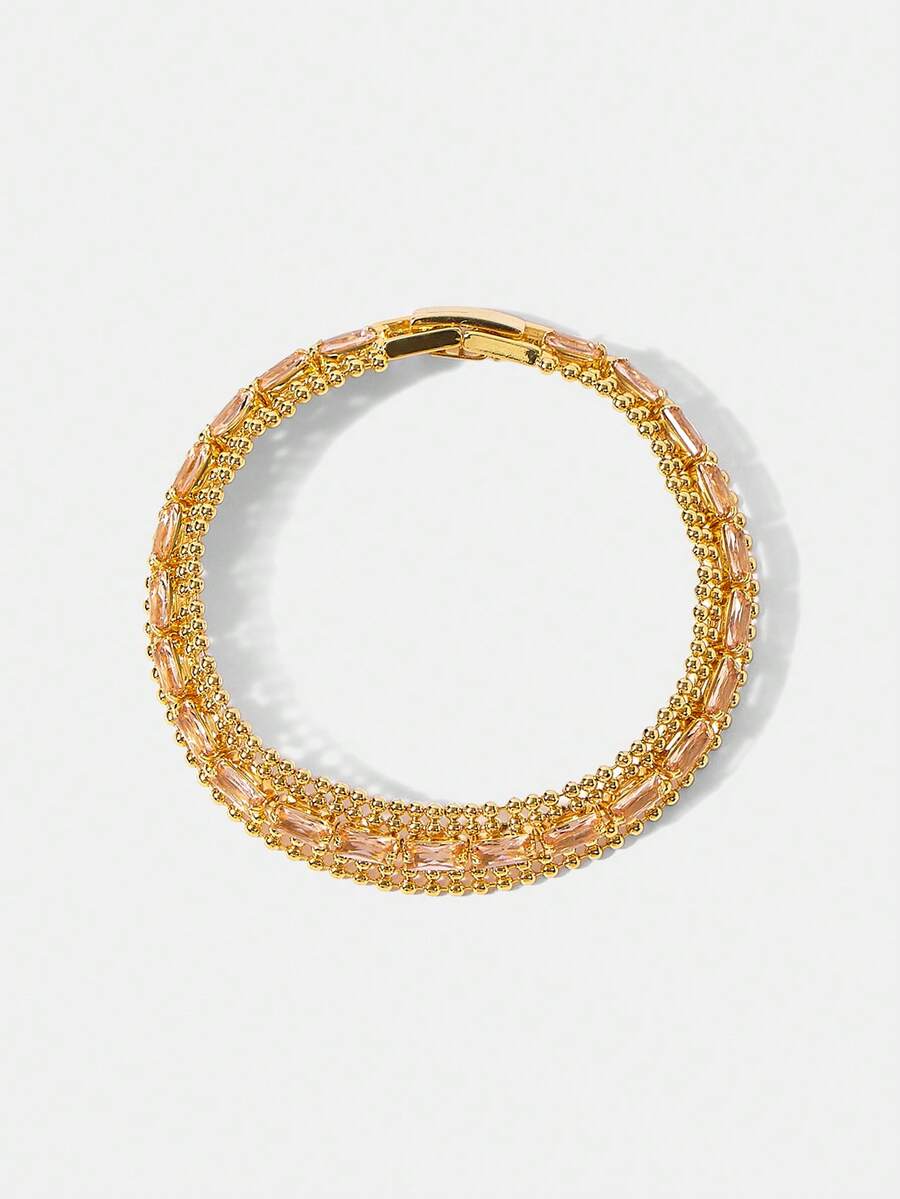 MOTF PREMIUM PRE18K GOLD-PLATED CHAIN SPLICING GEMSTONE TEMPERAMENT BRACELET - Yellow Gold - View 1