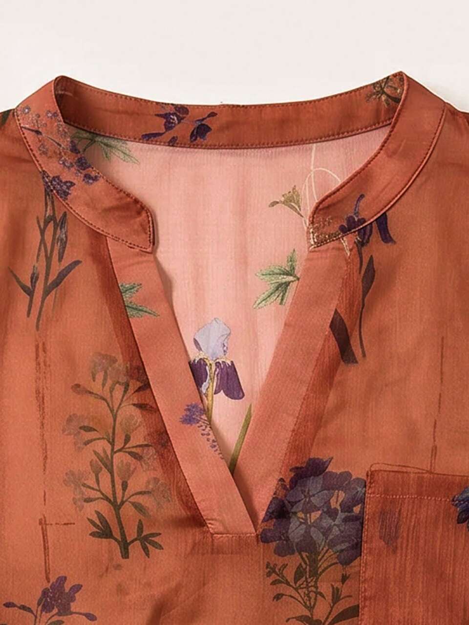 Plus Size Women's Notch V-Neck Floral Print Casual Daily Short Sleeve Blouse Fall