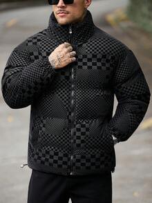 Norleigh Men's Winter Fashion Checkerboard Jacket - Black - View 5