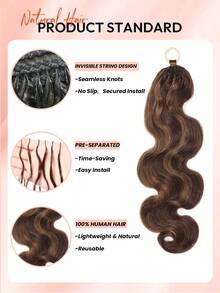 Boho Braids Feather Crochet Human Hair Highlight 4/30 Body Wave Human Hair Extensions Pre Separated Knotless Handmade Crochet Hair For Braiding Pre Looped 16-22Inch - S4/30 - View 4